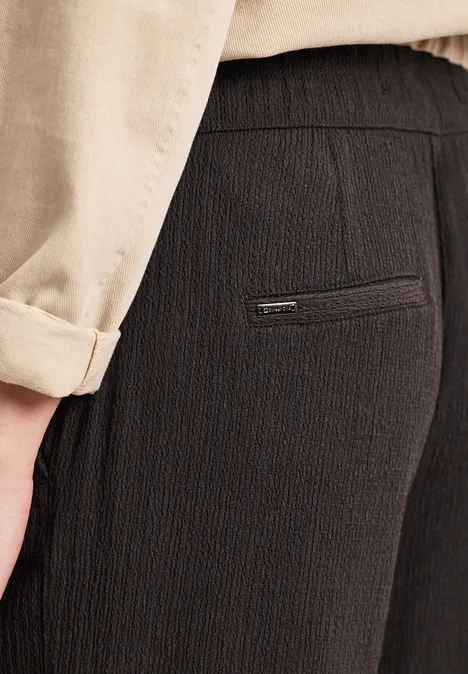 High Waist broek met wijde pijpen in casual pasvorm deep earth