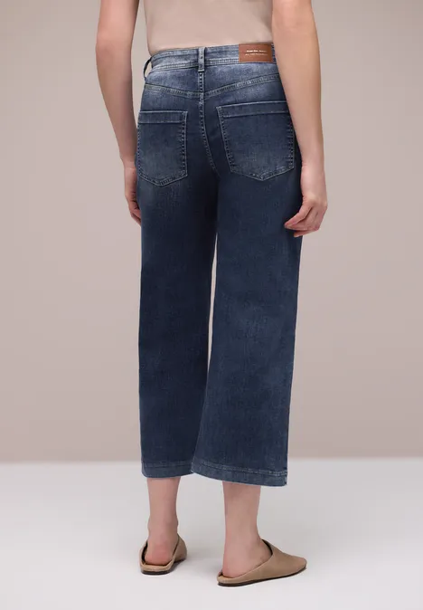 Jeansy z szerokimi nogawkami dark blue wash