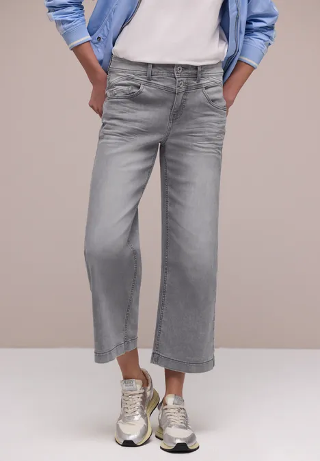 Jeansy z szeroką nogawką High Waist o luźnym kroju Loose Fit light grey wash