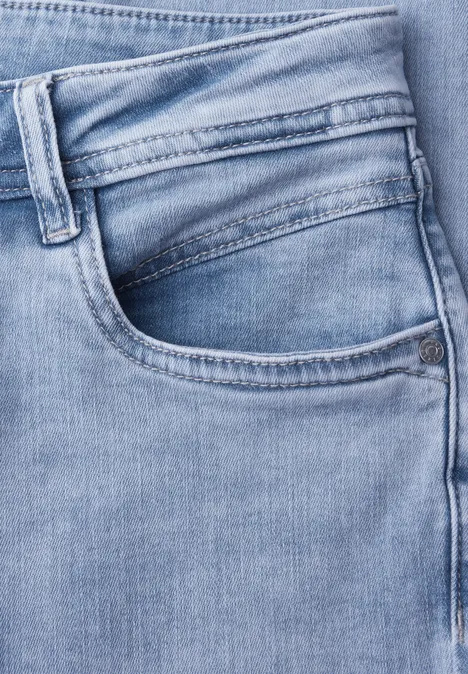 Mid Waist Slim Leg Jeans im Slim Fit light blue random wash