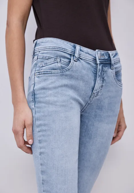 Mid Waist Slim Leg Jeans im Slim Fit light blue random wash