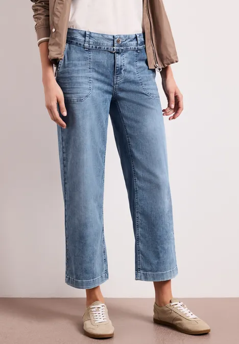 Mid Waist Wide Legs jeans in Loose Fit mid blue random wash