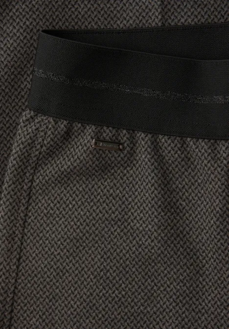 Broek met wijde pijpen in visgraatmotief light terra mocha