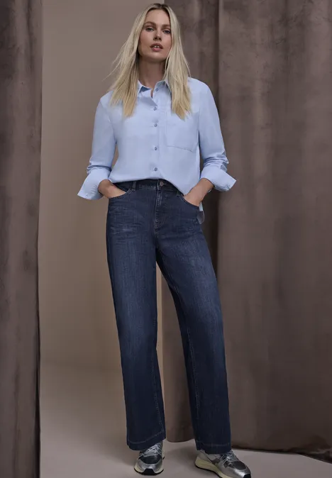 Wide Leg Jeans Dark blue washed