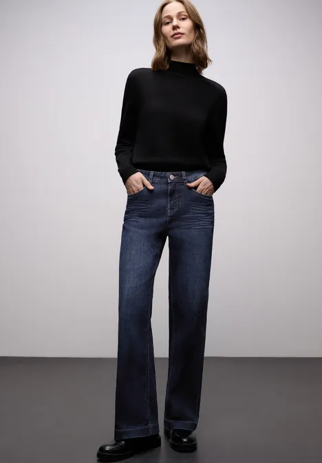 Wide Leg Jeans Dark blue washed