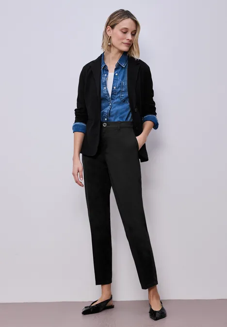 Casual fit chino's in een zachte stof Black