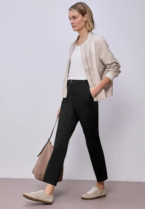 Casual fit chino's in een zachte stof Black