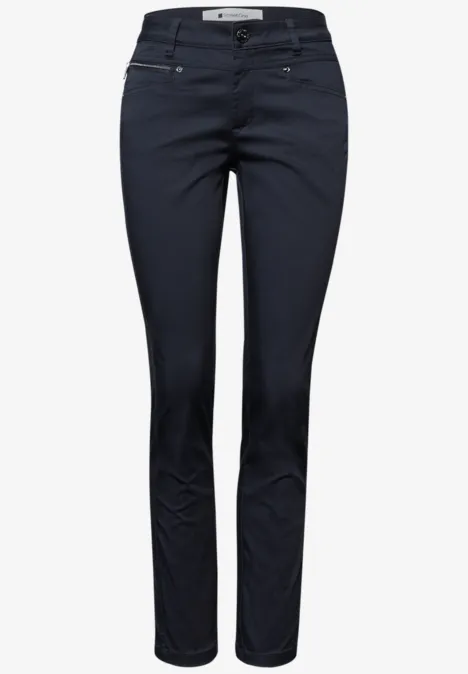 Mid Waist Slim Legs broek in satijnlook shadowed navy