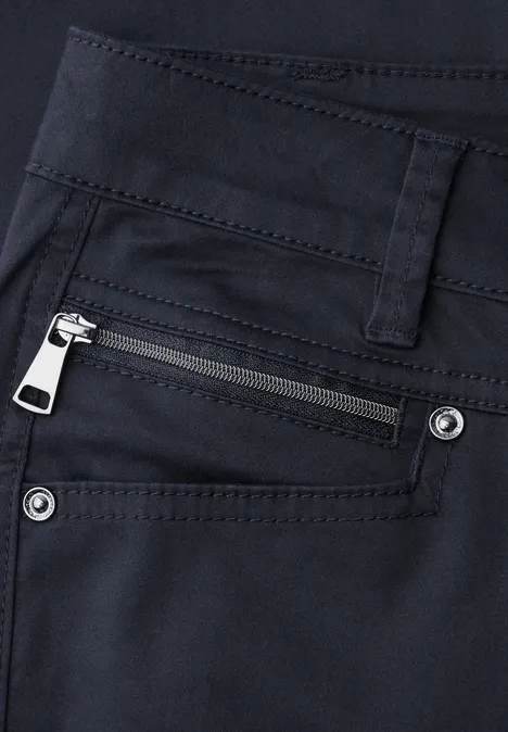 Mid Waist Slim Legs broek in satijnlook shadowed navy