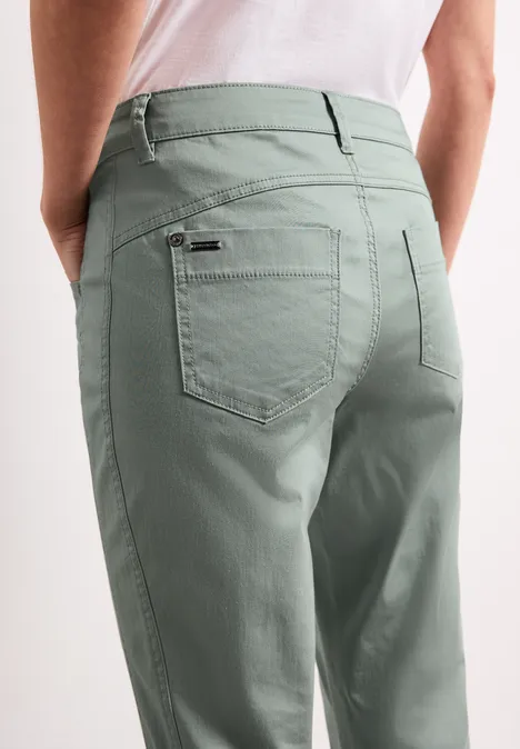 Mid Waist Slim Leg Hose im Satin-Look dark mint green