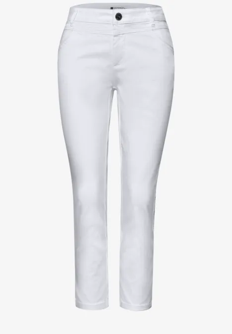 7/8 Slim Leg Hose im Satin-Look White