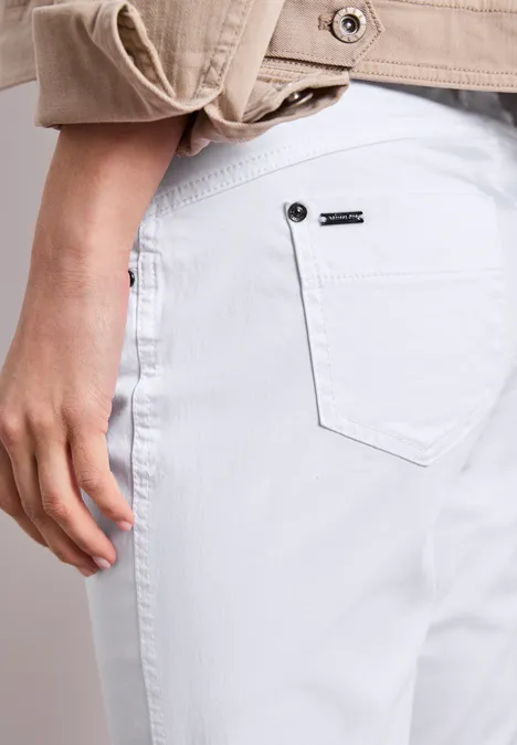 7/8 Slim Leg Hose im Satin-Look White