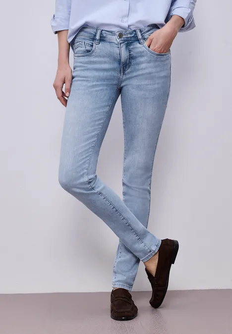 Mid Waist Slim Legs jeans in Slim Fit light blue random wash