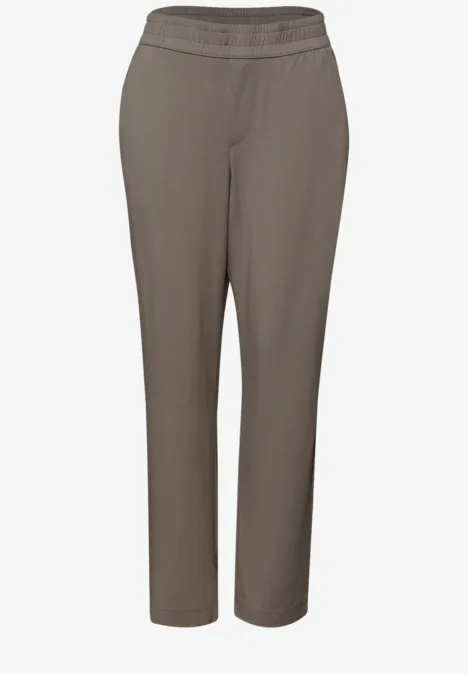 Mid Waist Slim Legs broek in Loose Fit dark tumbled beige
