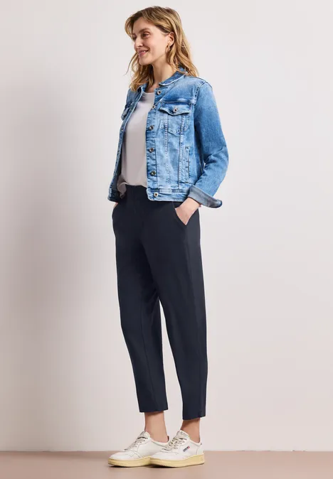 Mid Waist Slim Leg Hose im Loose Fit shadowed navy Mid Waist Slim Leg Hose im Loose Fit shadowed navy