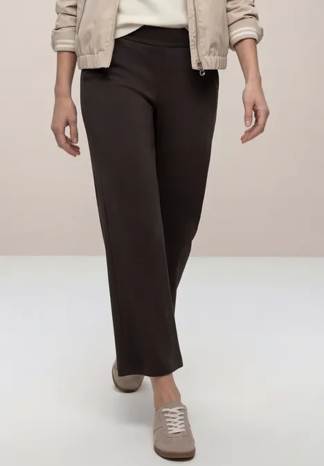 High Waist broek met wijde pijpen in Loose Fit deep earth