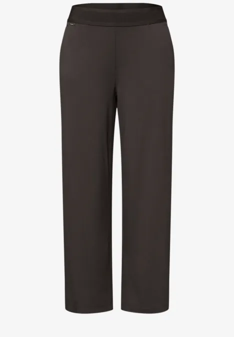 High Waist broek met wijde pijpen in Loose Fit deep earth