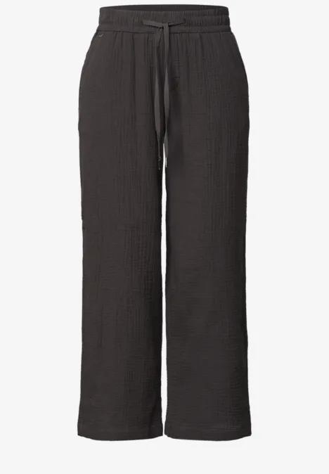 Schwarze, weite Loungehose mit elastischem Bund