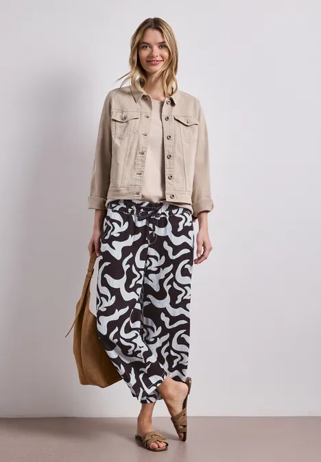 Mid Waist Wide Leg Hose mit Print espresso brown