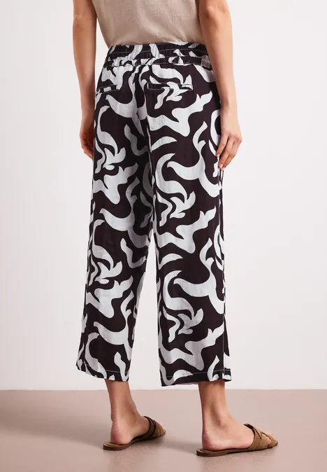 Mid Waist Wide Leg Hose mit Print espresso brown