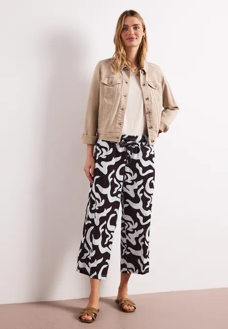 Mid Waist Wide Leg Hose mit Print espresso brown