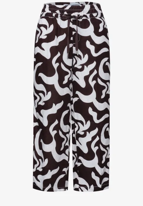 Mid Waist Wide Leg Hose mit Print espresso brown