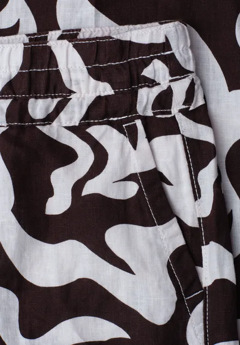 Mid Waist Wide Leg Hose mit Print espresso brown