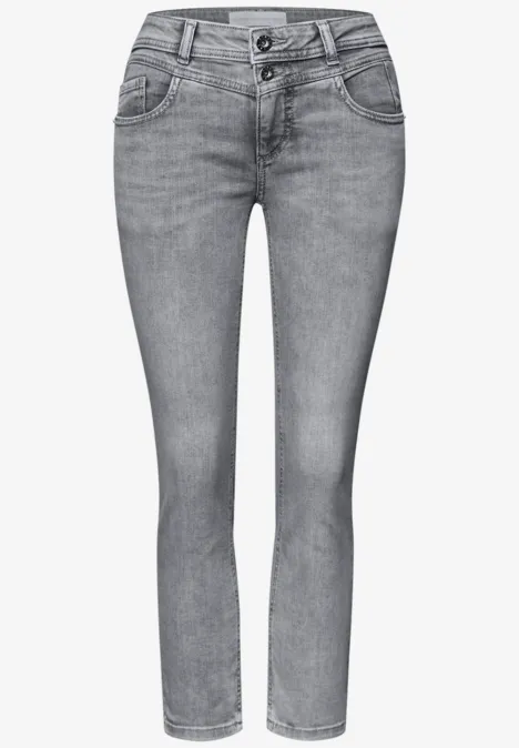 Mid Waist Slim Leg Jeans im Slim Fit light grey random wash Mid Waist Slim Leg Jeans im Slim Fit light grey random wash