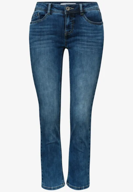 Low Waist Slim Leg Jeans im Casual Fit authentic dark blue wash