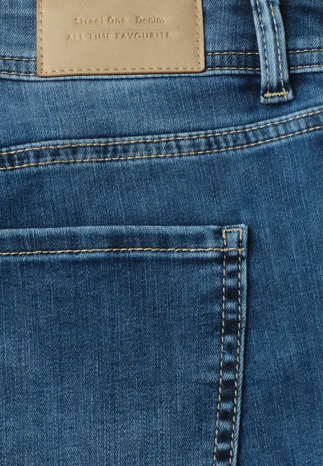 Low Waist Slim Leg Jeans im Casual Fit authentic dark blue wash