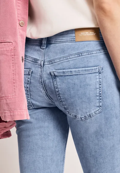 Jeans Low Waist Slim Leg en Casual Fit light blue random wash