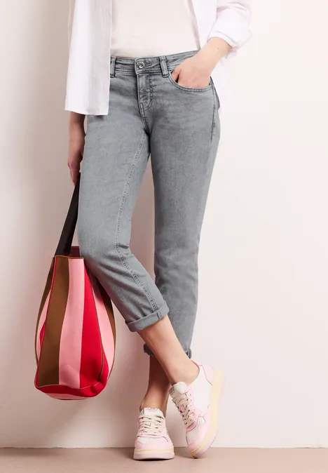 Low Waist Slim Leg Jeans im Casual Fit light grey random wash