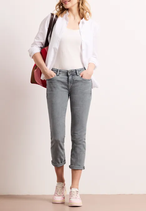 Low Waist Slim Leg Jeans im Casual Fit light grey random wash