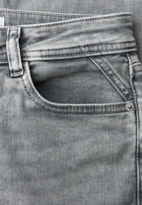 Low Waist Slim Leg Jeans im Casual Fit light grey random wash