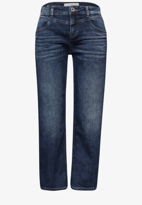 Mid Waist Straight Leg Jeans im Casual Fit dark blue wash Mid Waist Straight Leg Jeans im Casual Fit dark blue wash