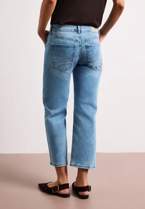 Mid Waist Straight Leg Jeans im Casual Fit light blue wash