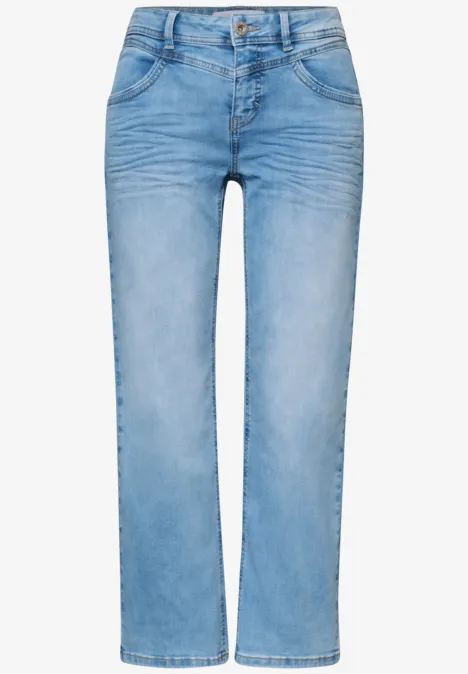 Mid Waist Straight Leg Jeans im Casual Fit light blue wash