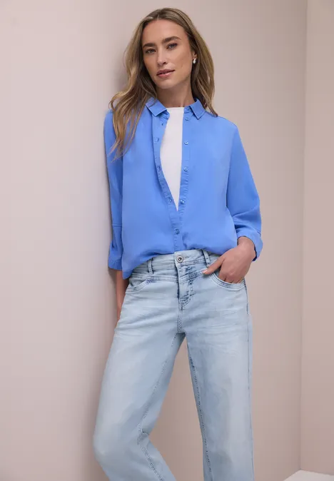 Mid Waist Straight Leg Jeans im Casual Fit bleached random wash Mid Waist Straight Leg Jeans im Casual Fit bleached random wash