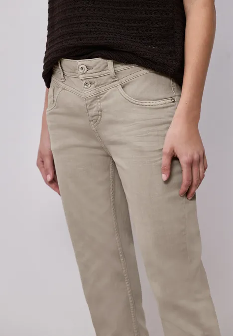 Jeans Straight Legs avec ourlet frangé Beige Washed Jeans Straight Legs avec ourlet frangé Beige Washed