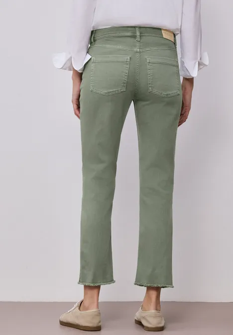 Jeans Straight Legs avec ourlet frangé Sage Green Washed