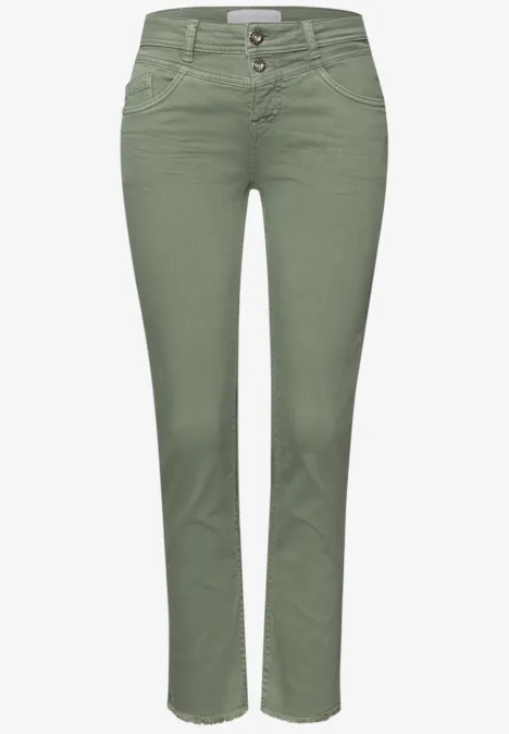 Jeans Straight Legs avec ourlet frangé Sage Green Washed