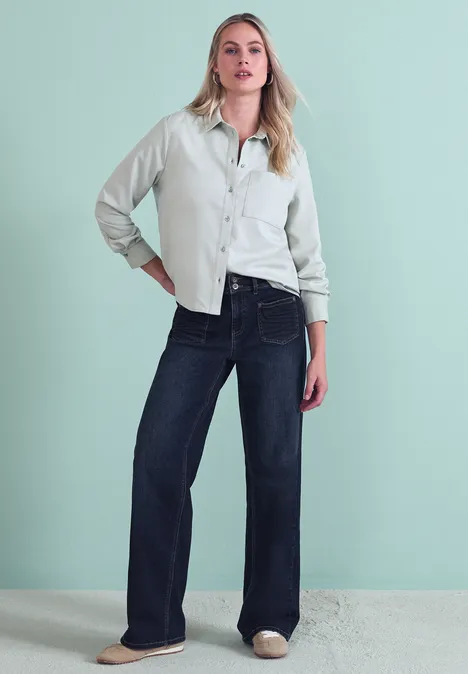 Wide Leg Jeans Deep blue soft washed