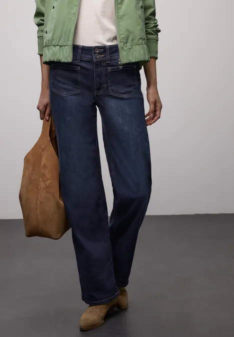 Wide Leg Jeans Deep blue soft washed