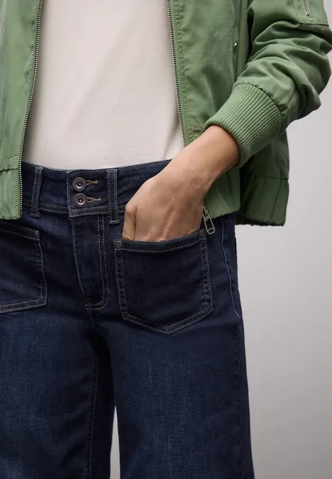 Wide Leg Jeans Deep blue soft washed