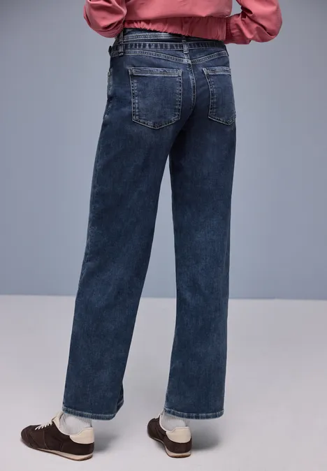 Wide Leg Jeans Medium Blue Soft washed