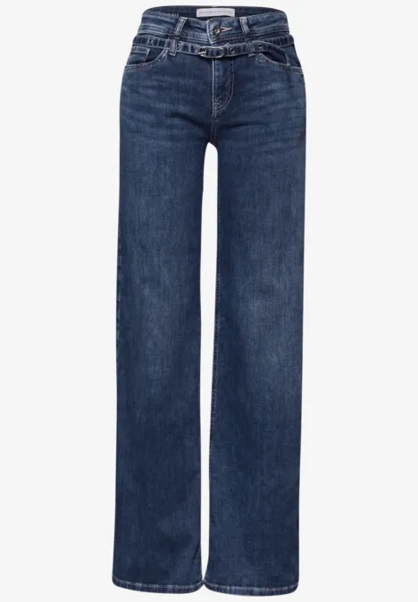 Wide Leg Jeans Medium Blue Soft washed