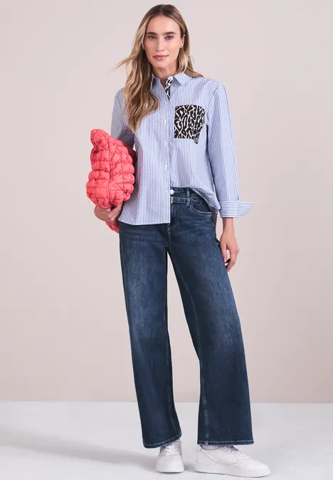 Wide Leg Jeans Medium Blue Soft washed