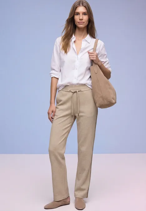 Pantalon Straight Legs cotton beige