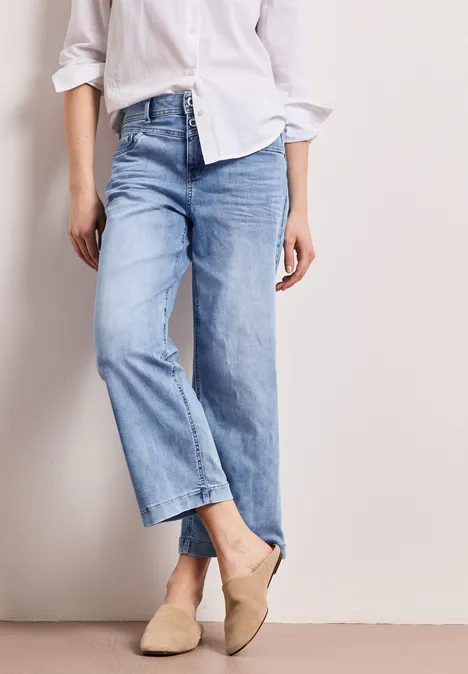 High Waist Wide Leg Jeans en Loose Fit light blue wash