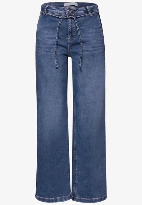 Wide Leg Jeans mit Gürteldetail authentic mid blue washed